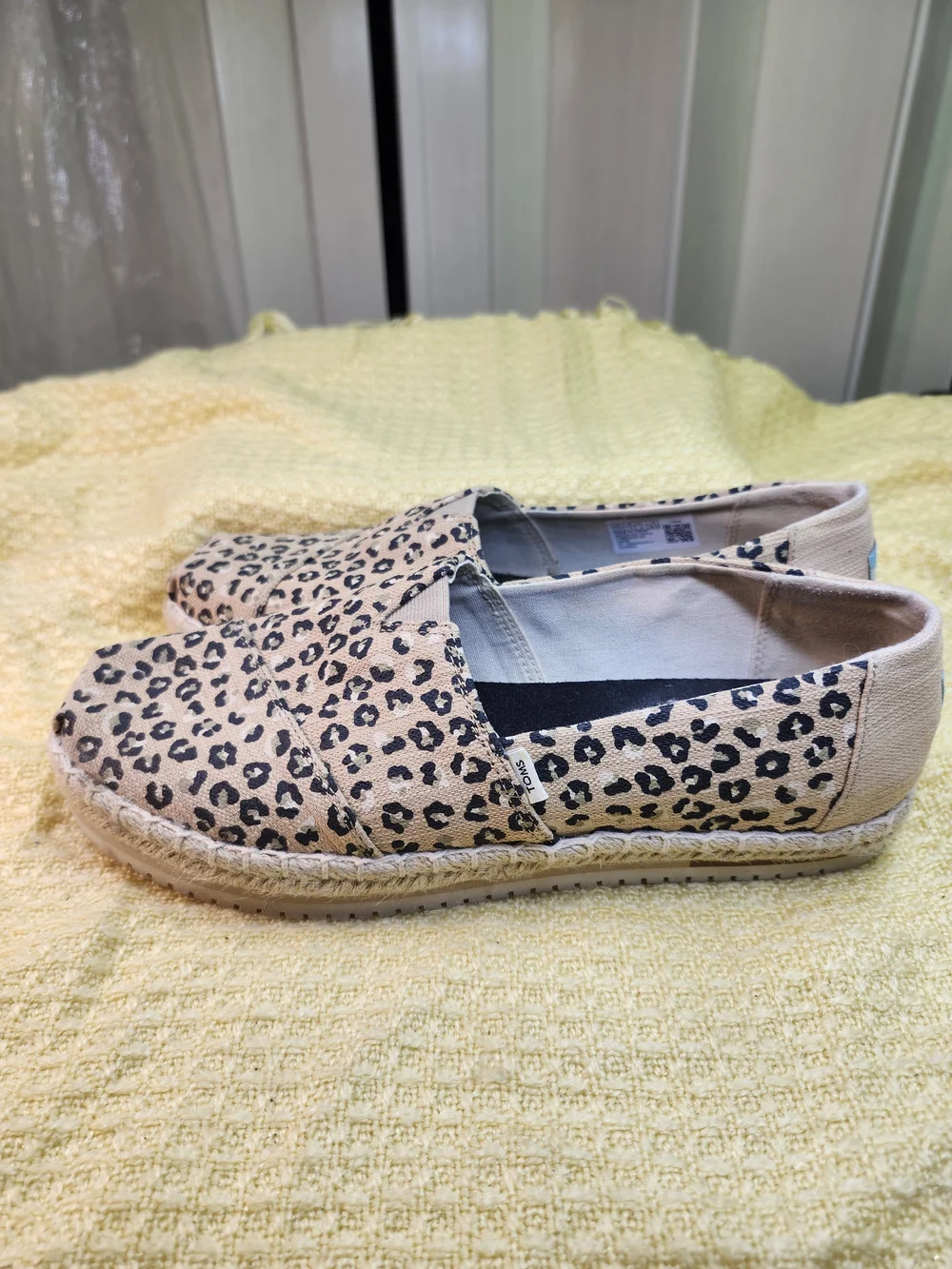 Toms Leopard Print Slip-On Espadrilles in Beige and Black